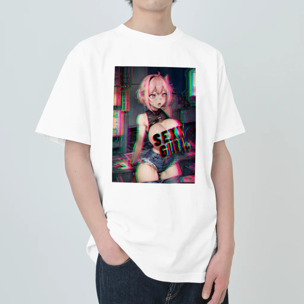 adultistのサイバーピンクセクシーガール Heavyweight T-Shirt