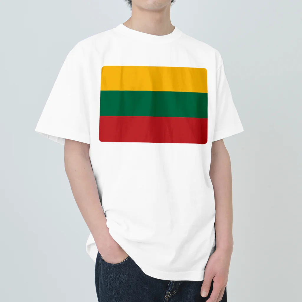 お絵かき屋さんのリトアニアの国旗 ヘビーウェイトTシャツ