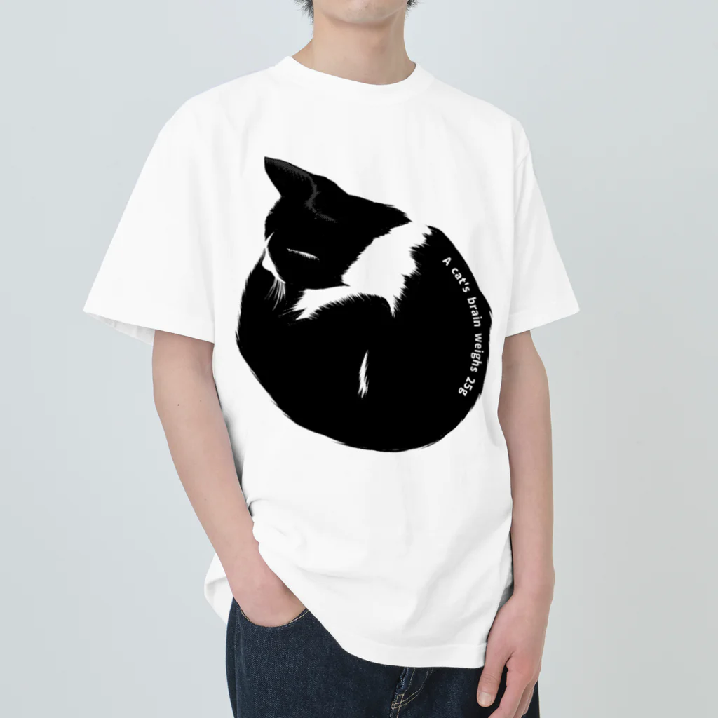 シギサワカ屋（仮）のA cat's brain weighs 25g ヘビーウェイトTシャツ