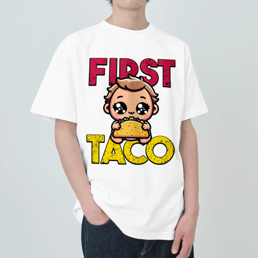 Stylo Teeの赤ちゃんの初めてのタコス ヘビーウェイトTシャツ