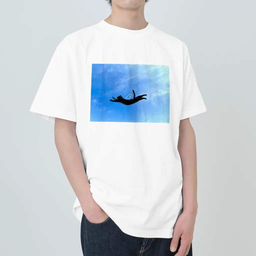 Shali de Partyのflying ねこちゃん ヘビーウェイトTシャツ