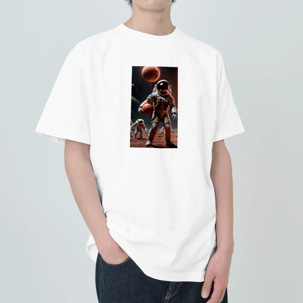 SwishStyle のバスケ宇宙時代 ヘビーウェイトTシャツ