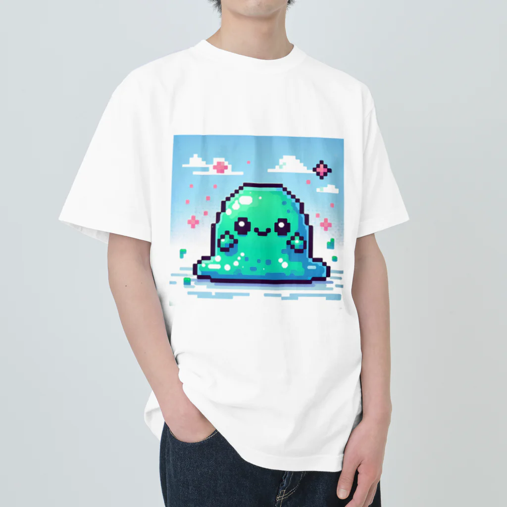 ドットイラストTシャツのドット絵　スライム ヘビーウェイトTシャツ