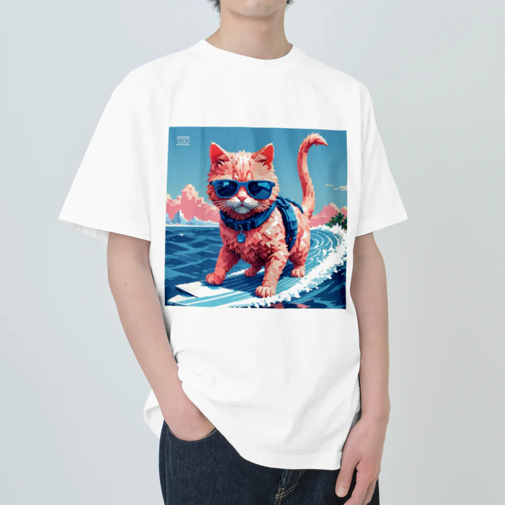 メロンパン猫のサーファーキャット ヘビーウェイトTシャツ
