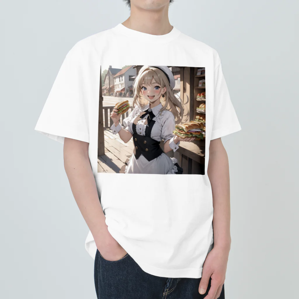 sgt-chikaraのパン屋の少女（AIイラスト） Heavyweight T-Shirt