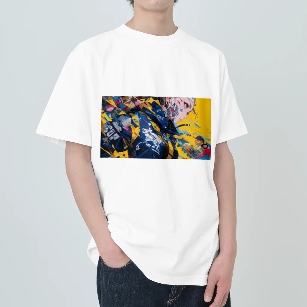 chill.lofi4545の原色イエロー ヘビーウェイトTシャツ