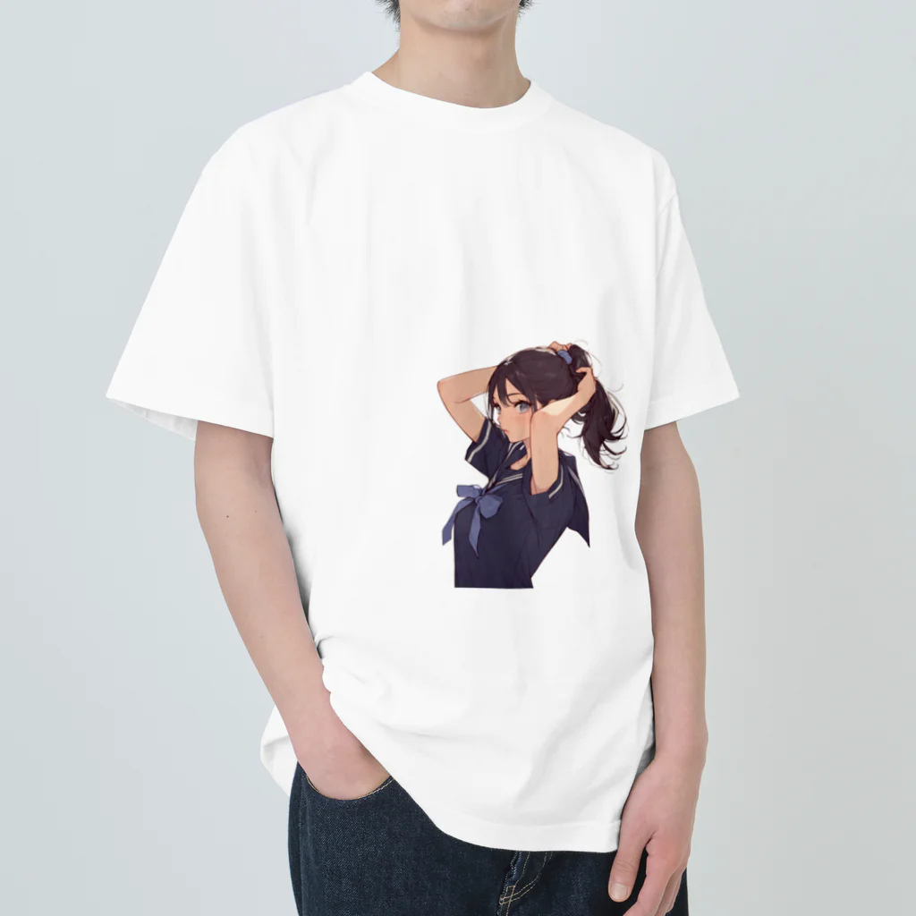 AQUAMETAVERSEのポニーテールがセクシーな女の子　BLUE PLUM  691 Heavyweight T-Shirt