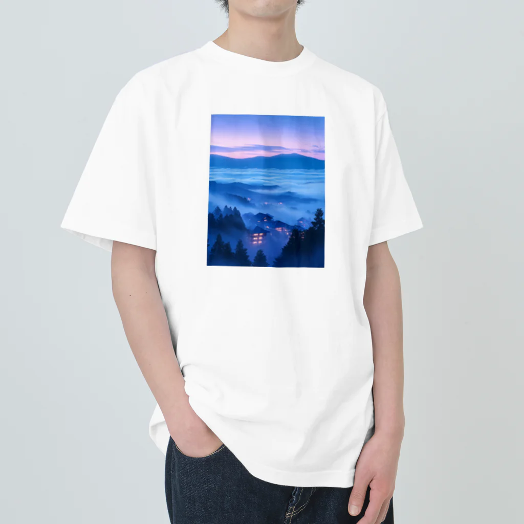 AQUAMETAVERSEの雲海とホテル街の灯　ラフルール　1859 Heavyweight T-Shirt