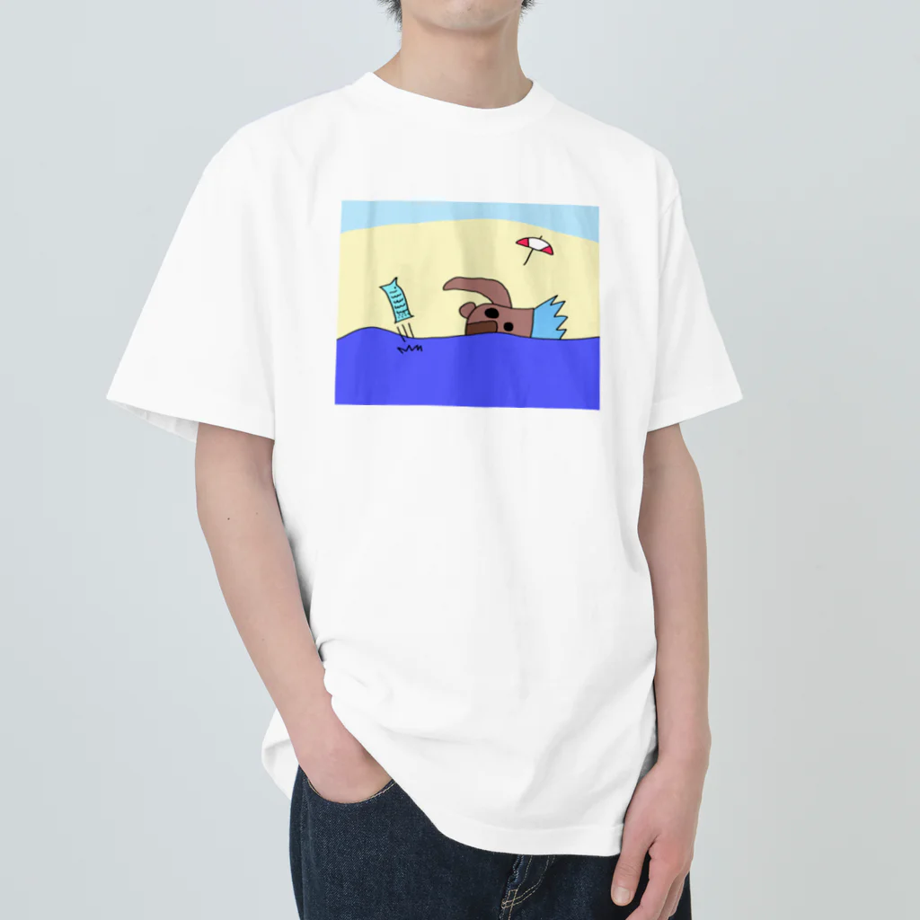 atelier_lapislazuliのくまはにわ 海水浴 Heavyweight T-Shirt