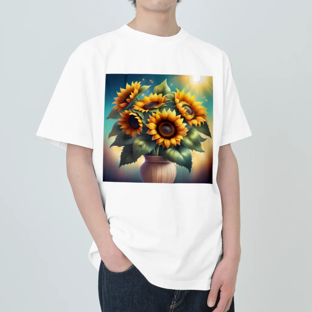 Flower Delightのひまわりの花束 Heavyweight T-Shirt