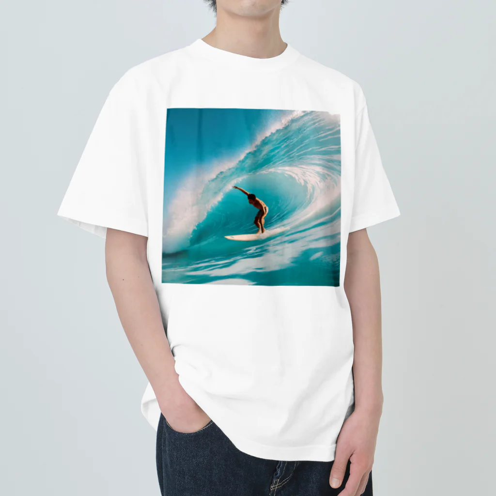 Dorara14の海とサーファー ヘビーウェイトTシャツ