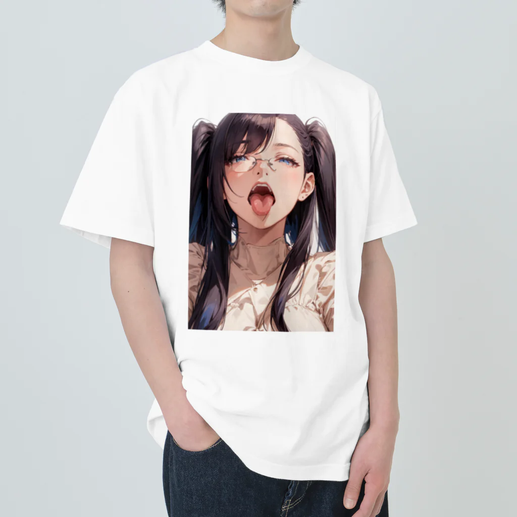 美少女学院の黒髪美少女　美鈴ちゃんメガネ Heavyweight T-Shirt