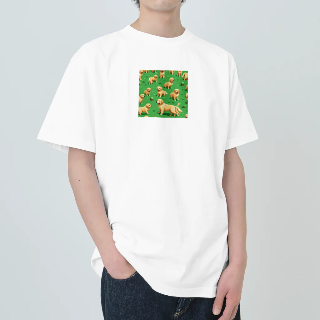 kinnirono-inuのドット絵　たくさんのゴールデンレトリバー２ Heavyweight T-Shirt