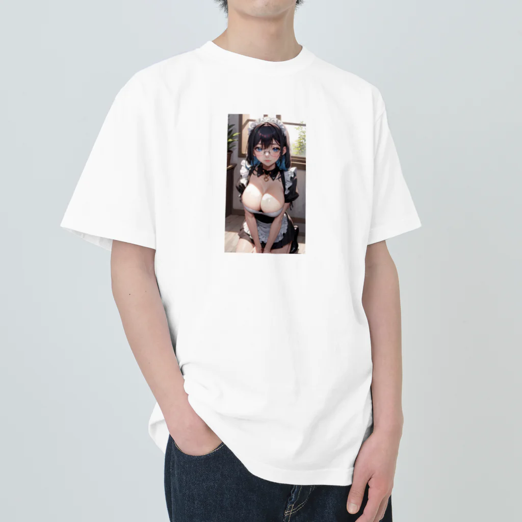 美少女学院の黒髪美少女　美鈴ちゃん　メイド Heavyweight T-Shirt