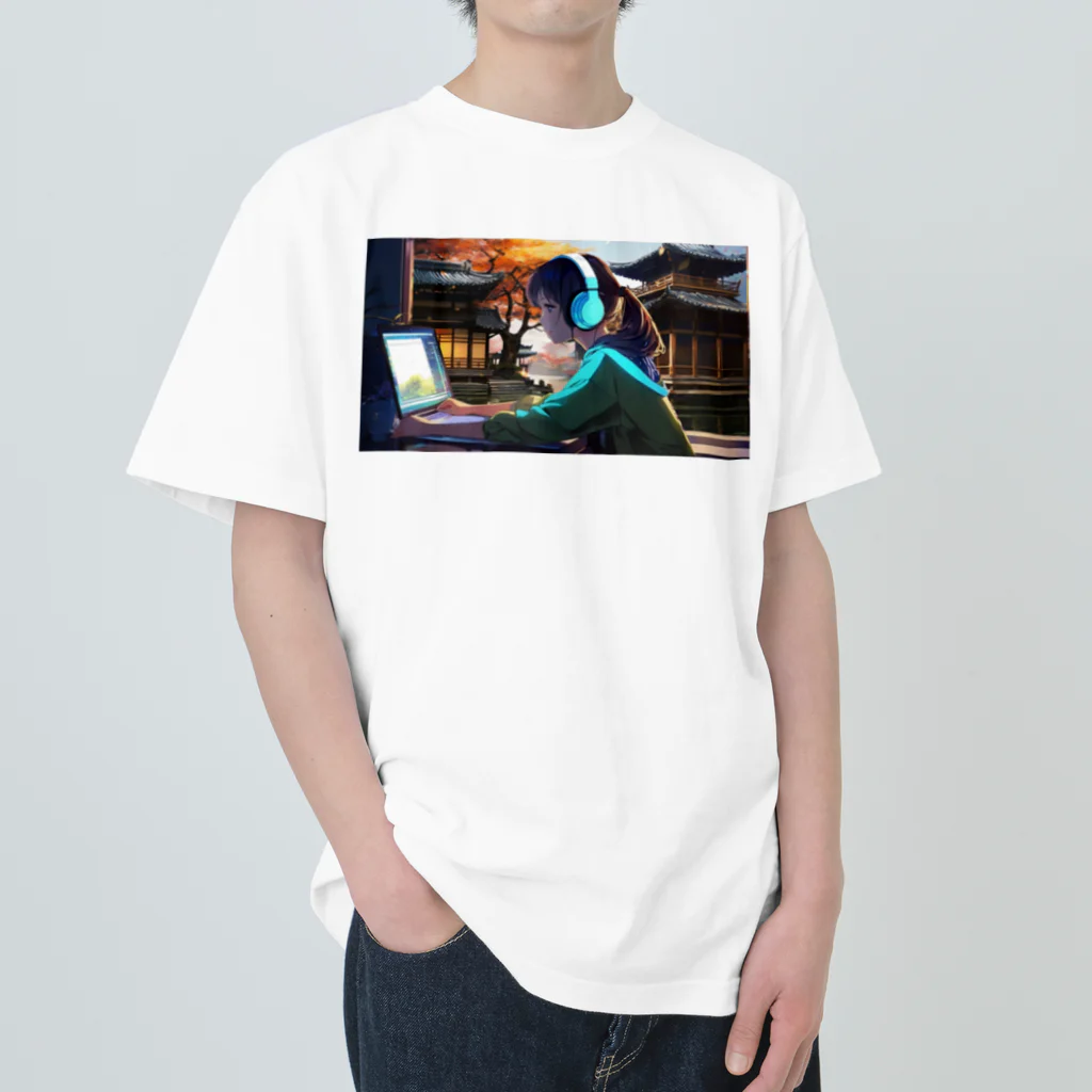 Nodoka Silence Library - WEB SHOPのTyping Girl ヘビーウェイトTシャツ