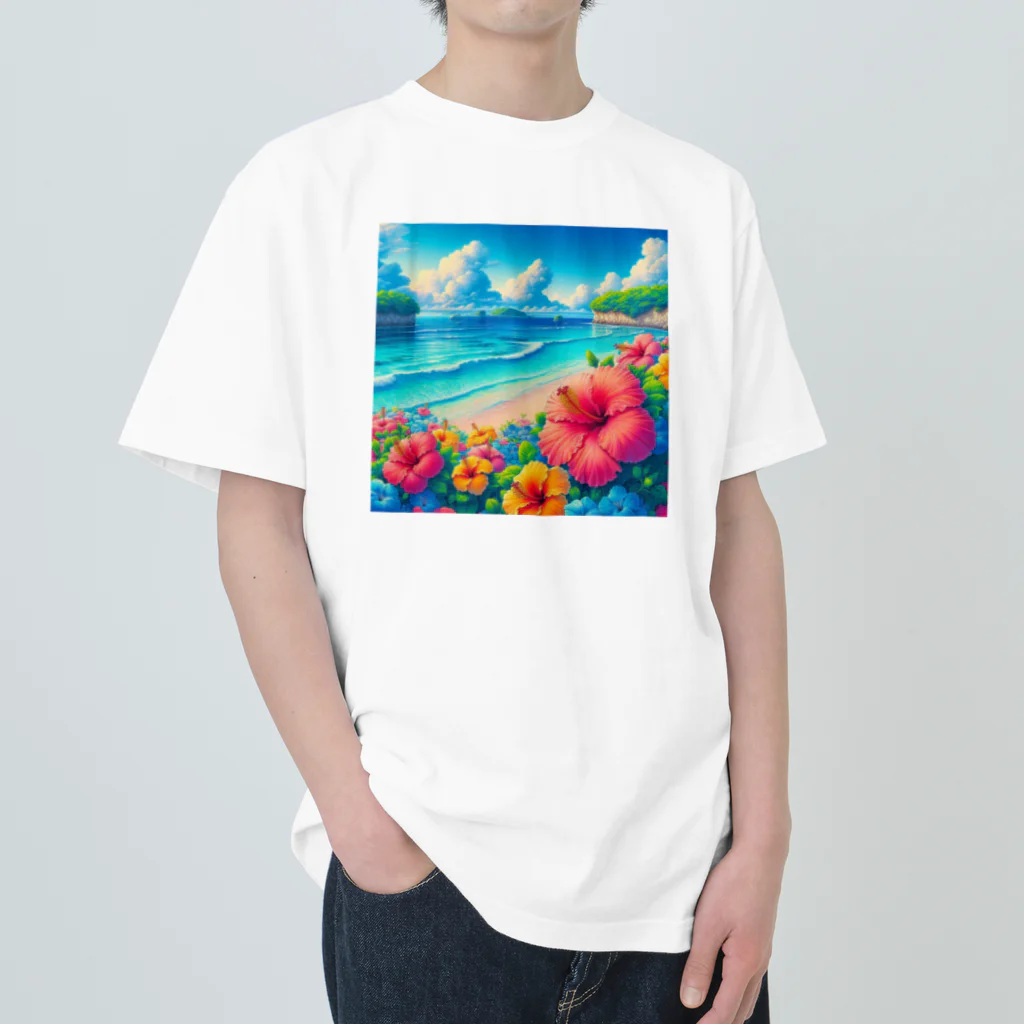 日本の風景 COOL JAPANの日本の風景:沖縄の海でゆんたく、Japanese scenery: Relaxing on the sea in Okinawa Heavyweight T-Shirt