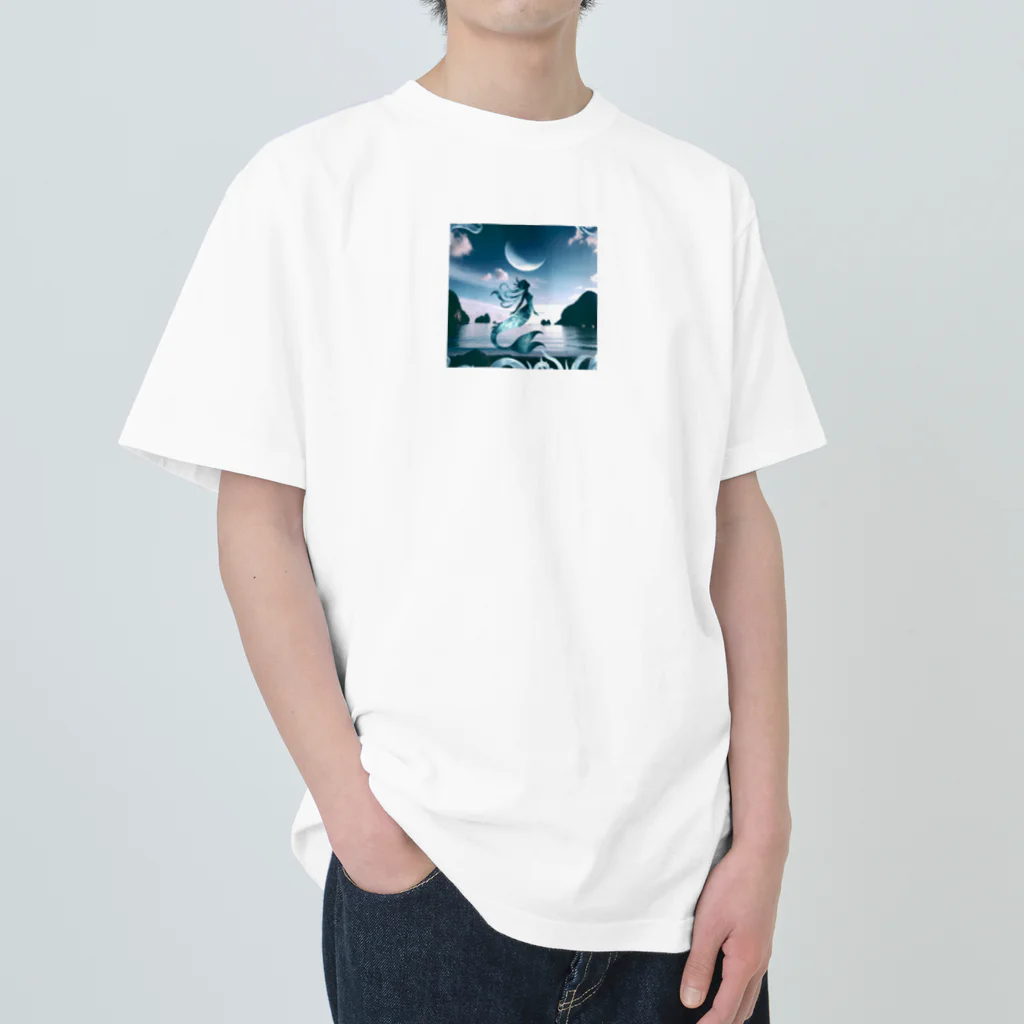 730naoの夜の海に突如現れる人魚！ Heavyweight T-Shirt