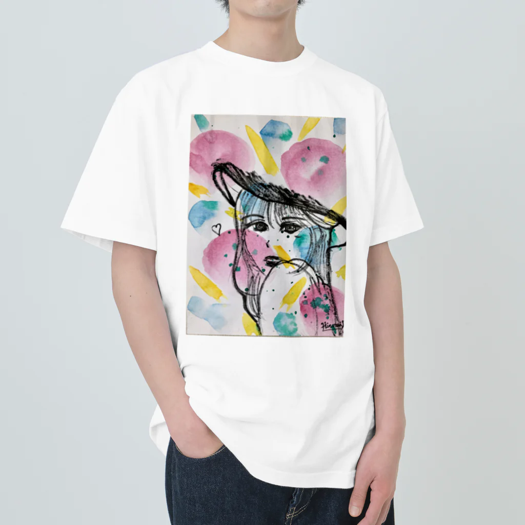 絵描き ひろみるん♪ オリジナル アートグッズSHOPのおとな女子イラスト Heavyweight T-Shirt