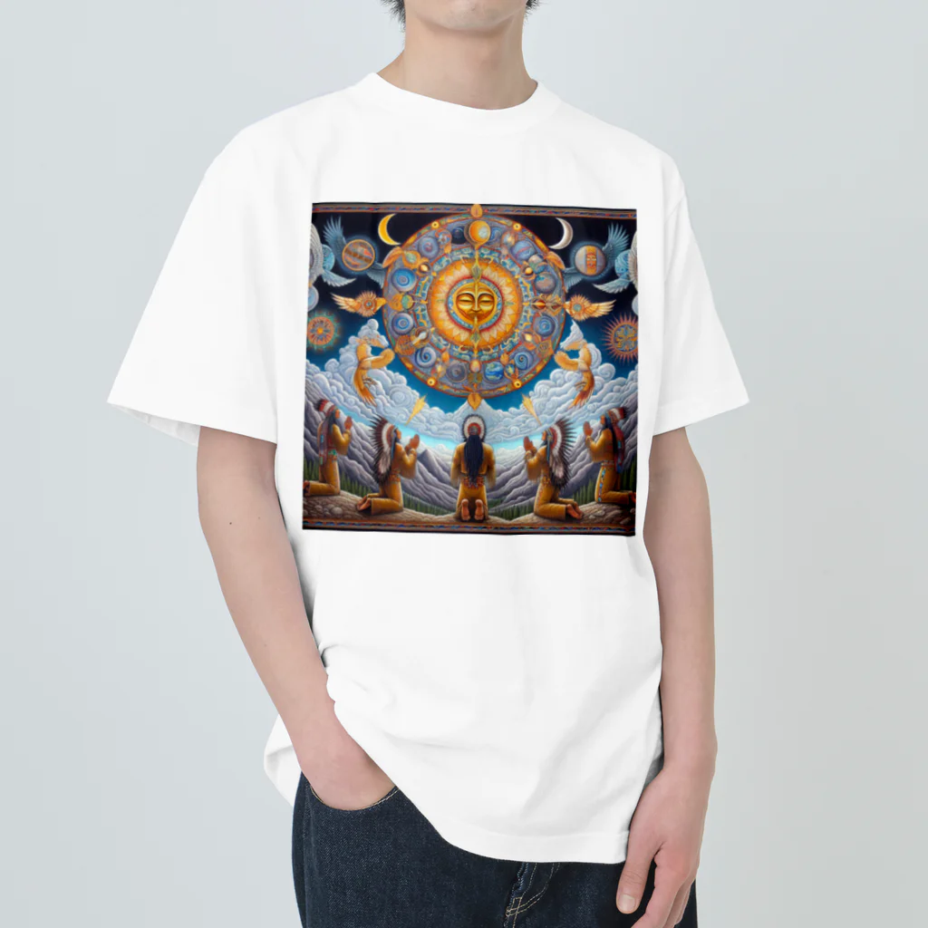 MKTU51の月　太陽　大地への祈り3 ヘビーウェイトTシャツ