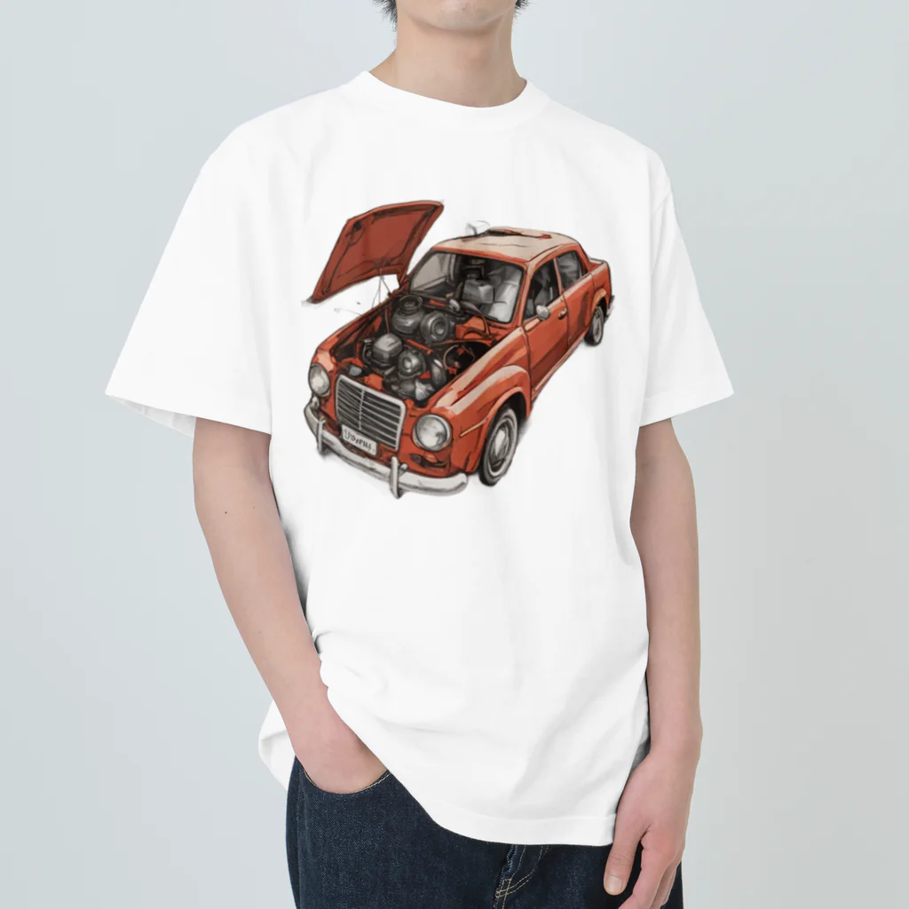 River book designのスポーティな赤い車がセンターに駐車。 Heavyweight T-Shirt