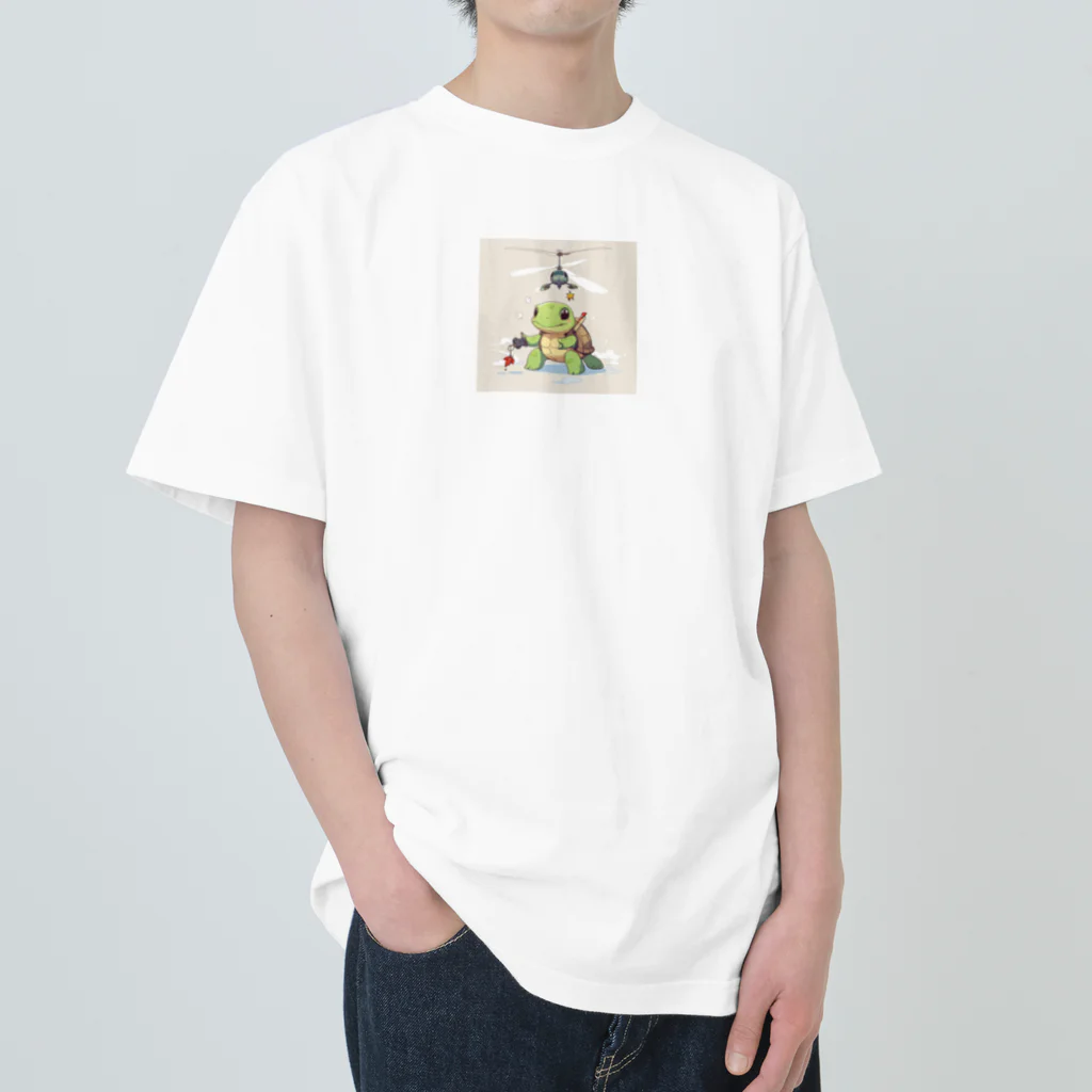 ganeshaのおもちゃのヘリコプターでかわいいカメに会おう Heavyweight T-Shirt