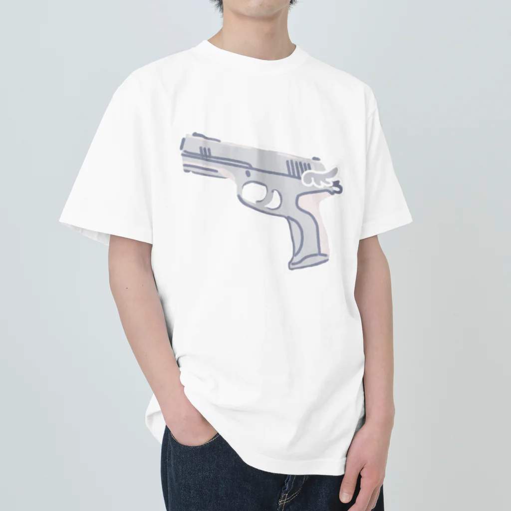 ふわぽこにゃんにゃんSHOP☁️🫧SUZURI支店のばんばんばん♪ゆめかわミニ銃 Heavyweight T-Shirt