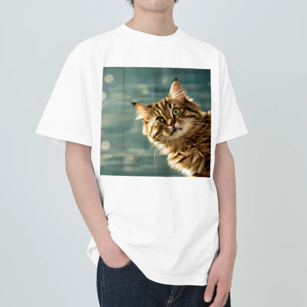 ronstr_のちらりキャット Heavyweight T-Shirt