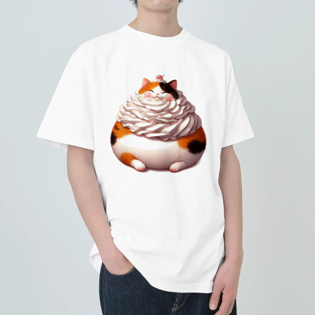 猫屋のクリーム三毛猫 Heavyweight T-Shirt