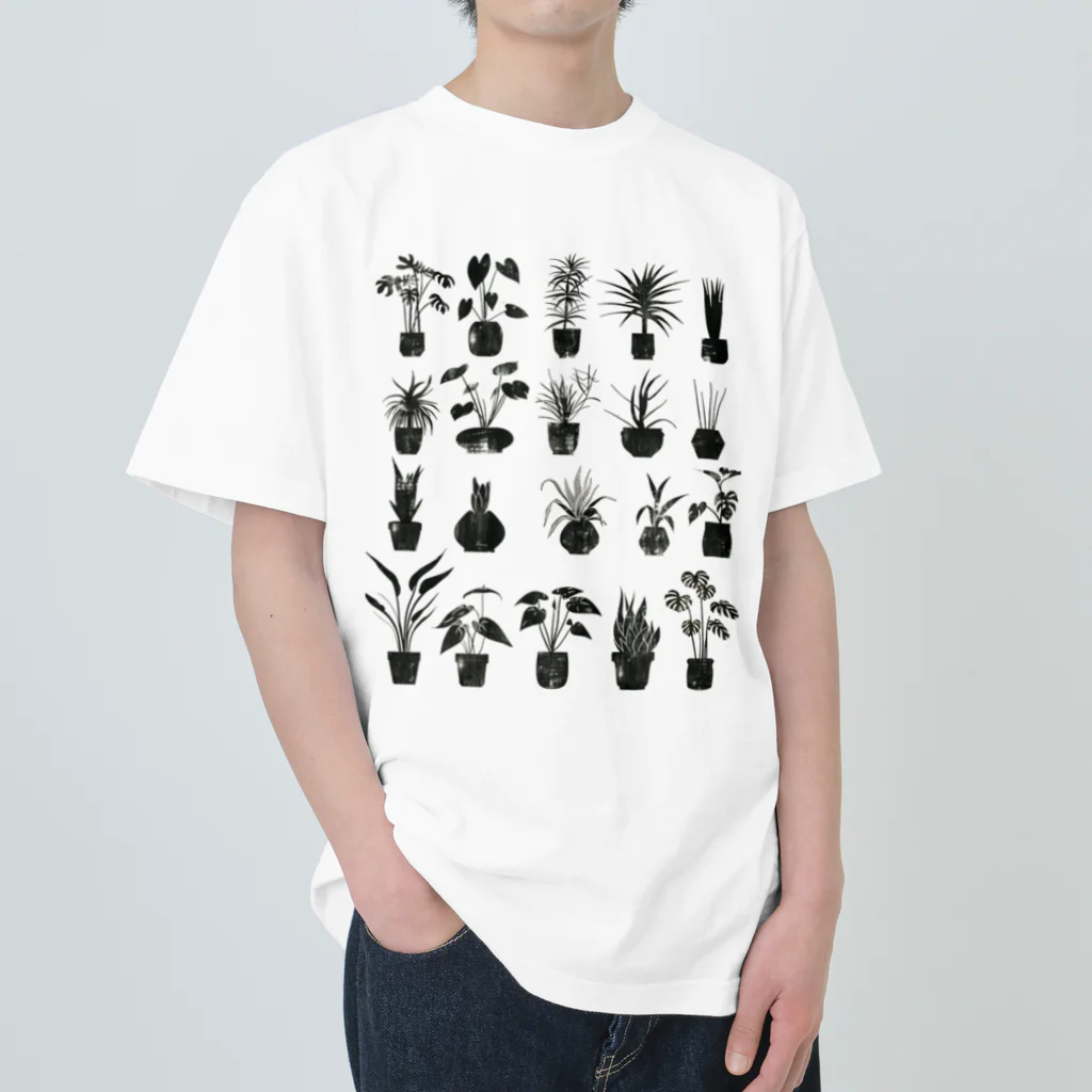 Chi3のモノクロームの植物園 ヘビーウェイトTシャツ