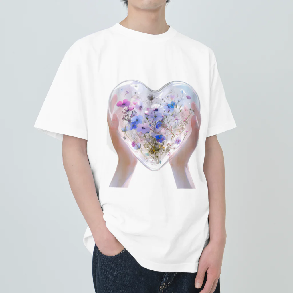 AQUAMETAVERSEのクリスタルの中に押し花がある　なでしこ1478 Heavyweight T-Shirt