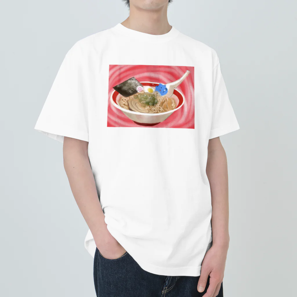 sayayanのラーメンどっぷりくん ヘビーウェイトTシャツ