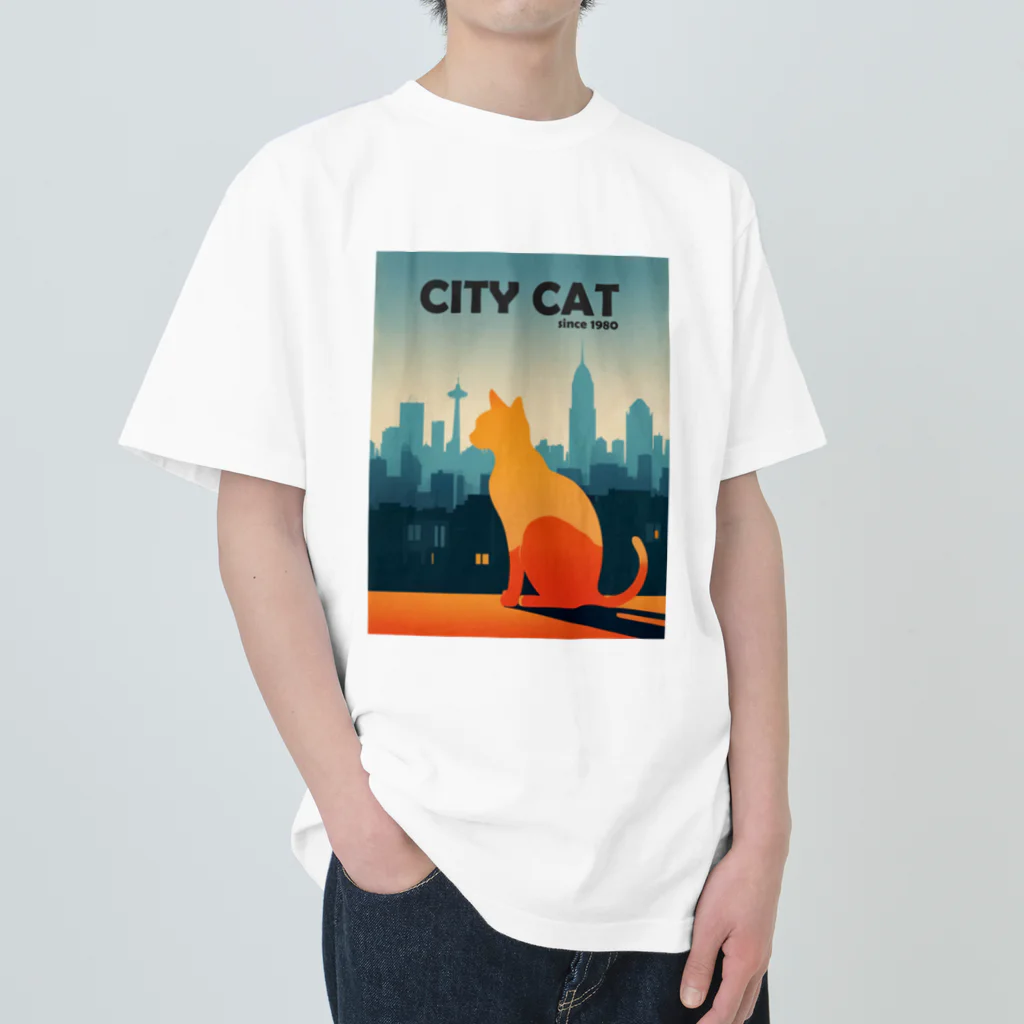 ヒロワークスのシティーキャット🐈🐈🐈 Heavyweight T-Shirt