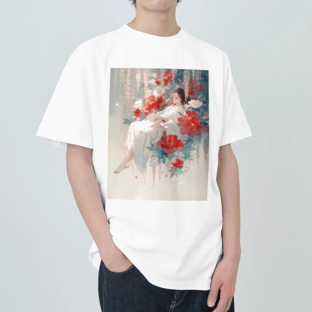 AQUAMETAVERSEの花の空間の中の美女　なでしこ1478 ヘビーウェイトTシャツ