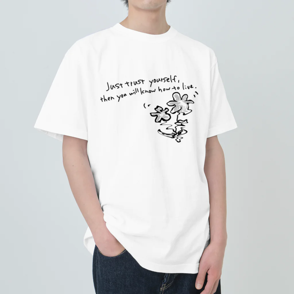 odan5の英文とぐにゃぐにゃお花 ヘビーウェイトTシャツ