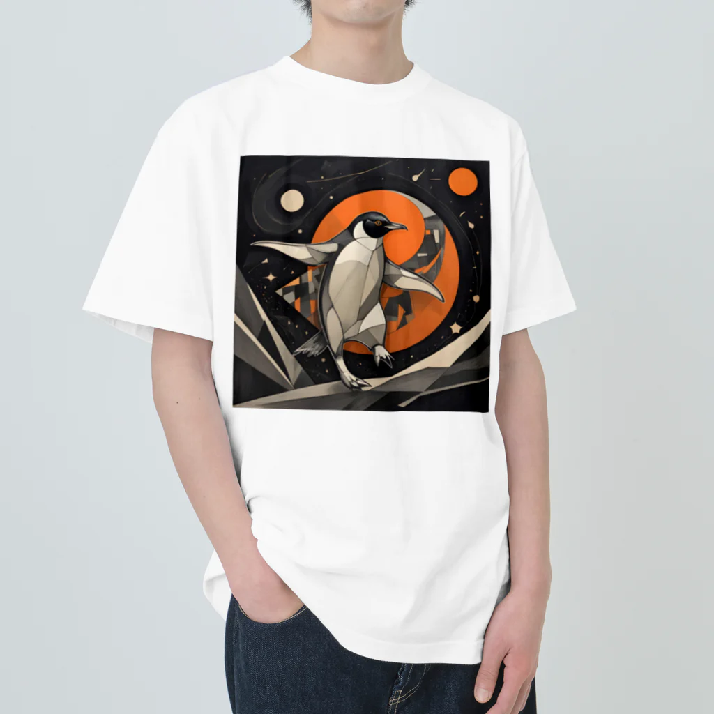 AI Fantasy Art Shopのmoonlit penguin③ Heavyweight T-Shirt