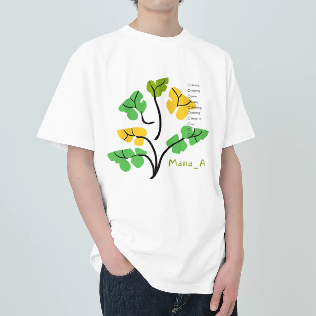 Mana Aのカラフルphilodendrons ヘビーウェイトTシャツ