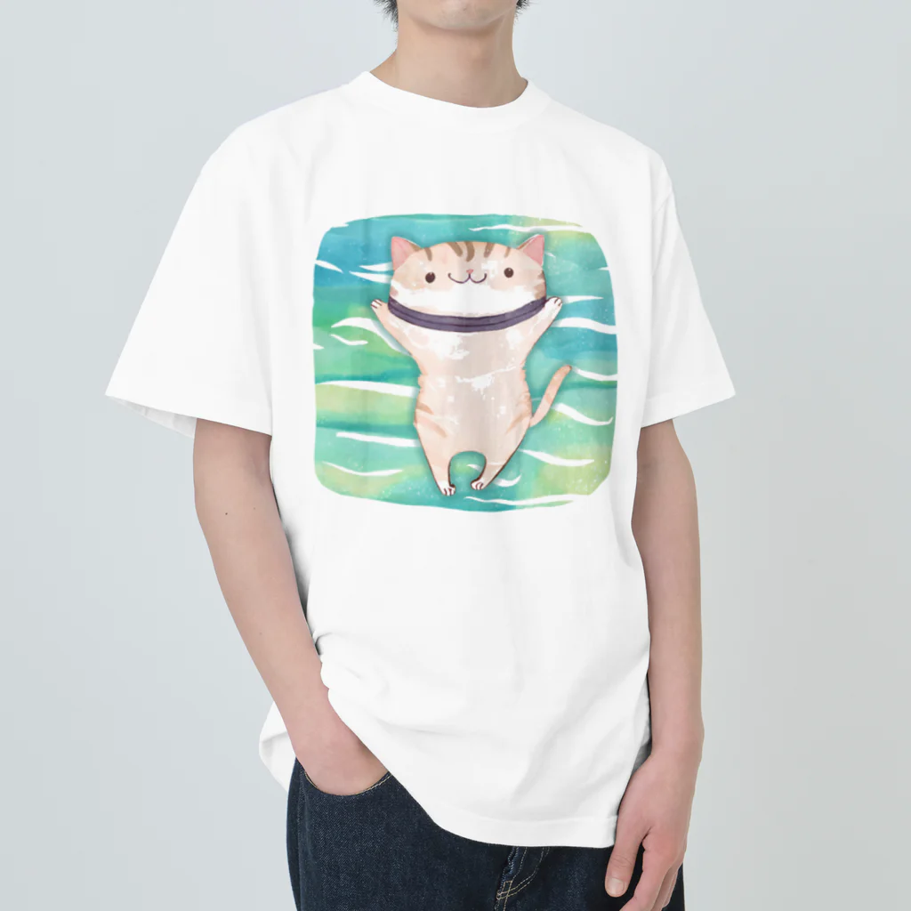 yellowgreenの泳ぎたい　ねこ Heavyweight T-Shirt