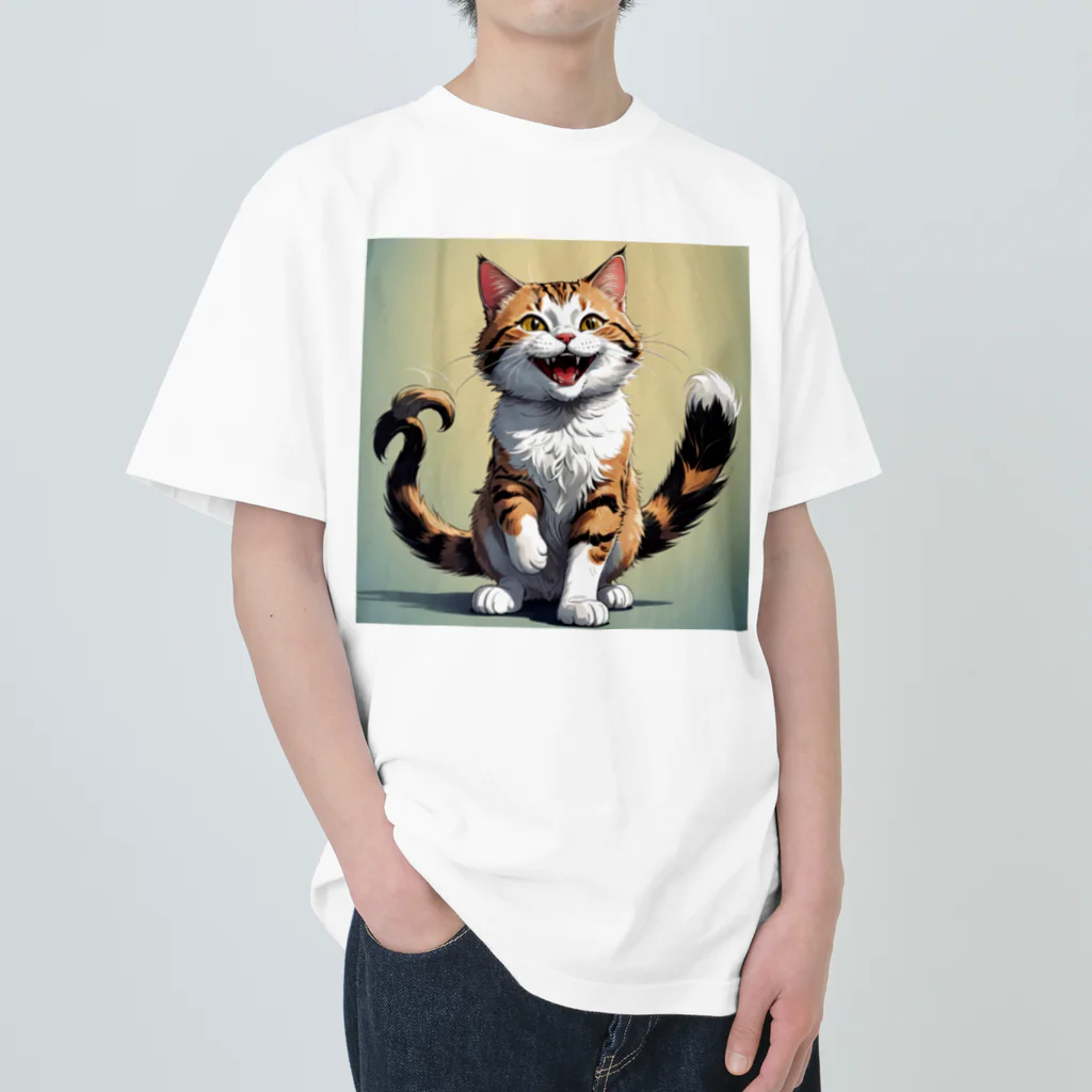 manaco-のふたまた猫ちゃん ヘビーウェイトTシャツ