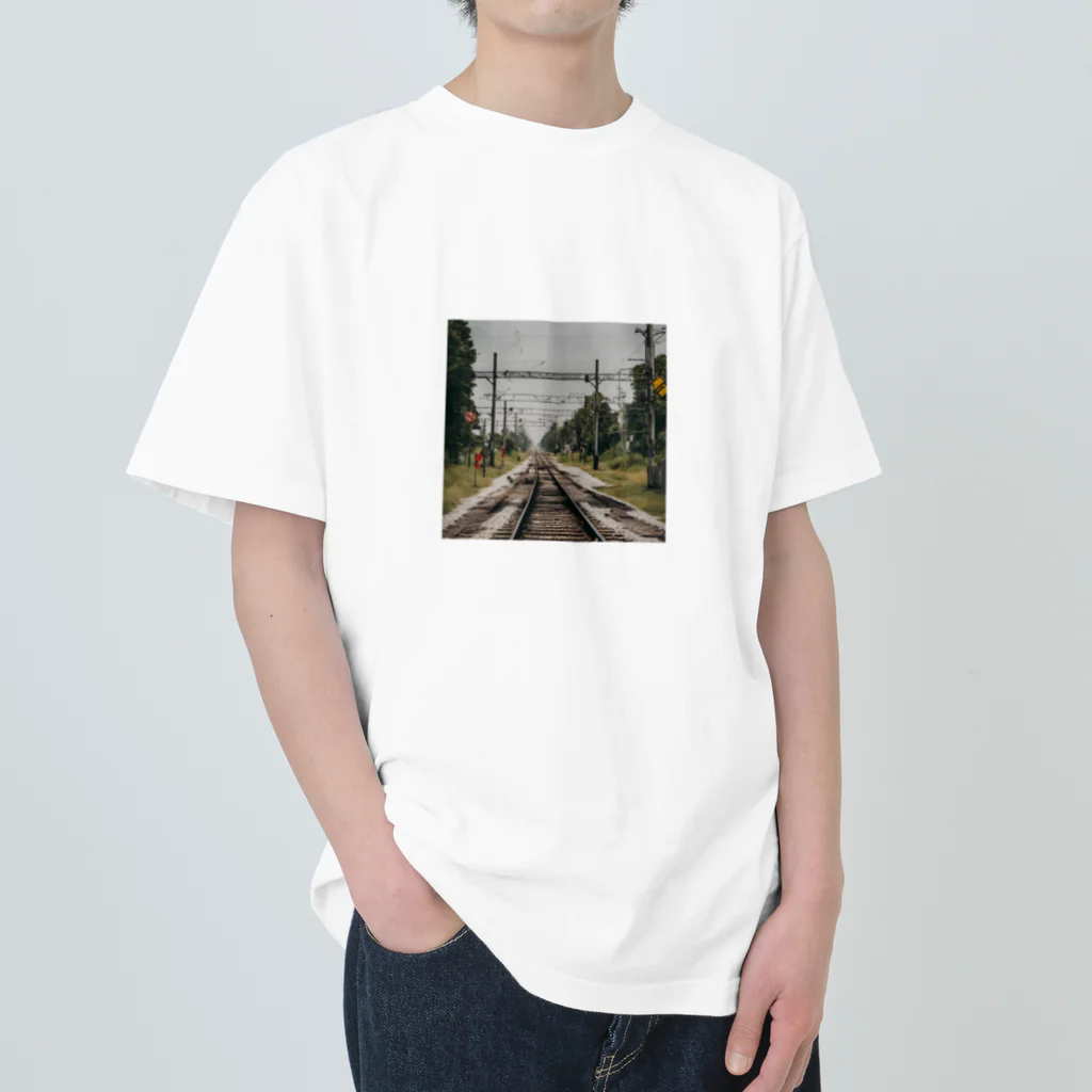 atoyuki_SHOPの鉄道レールデザイン Heavyweight T-Shirt