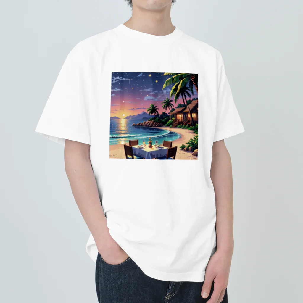 Paradise ExploreのMoonlit Palm Haven ヘビーウェイトTシャツ