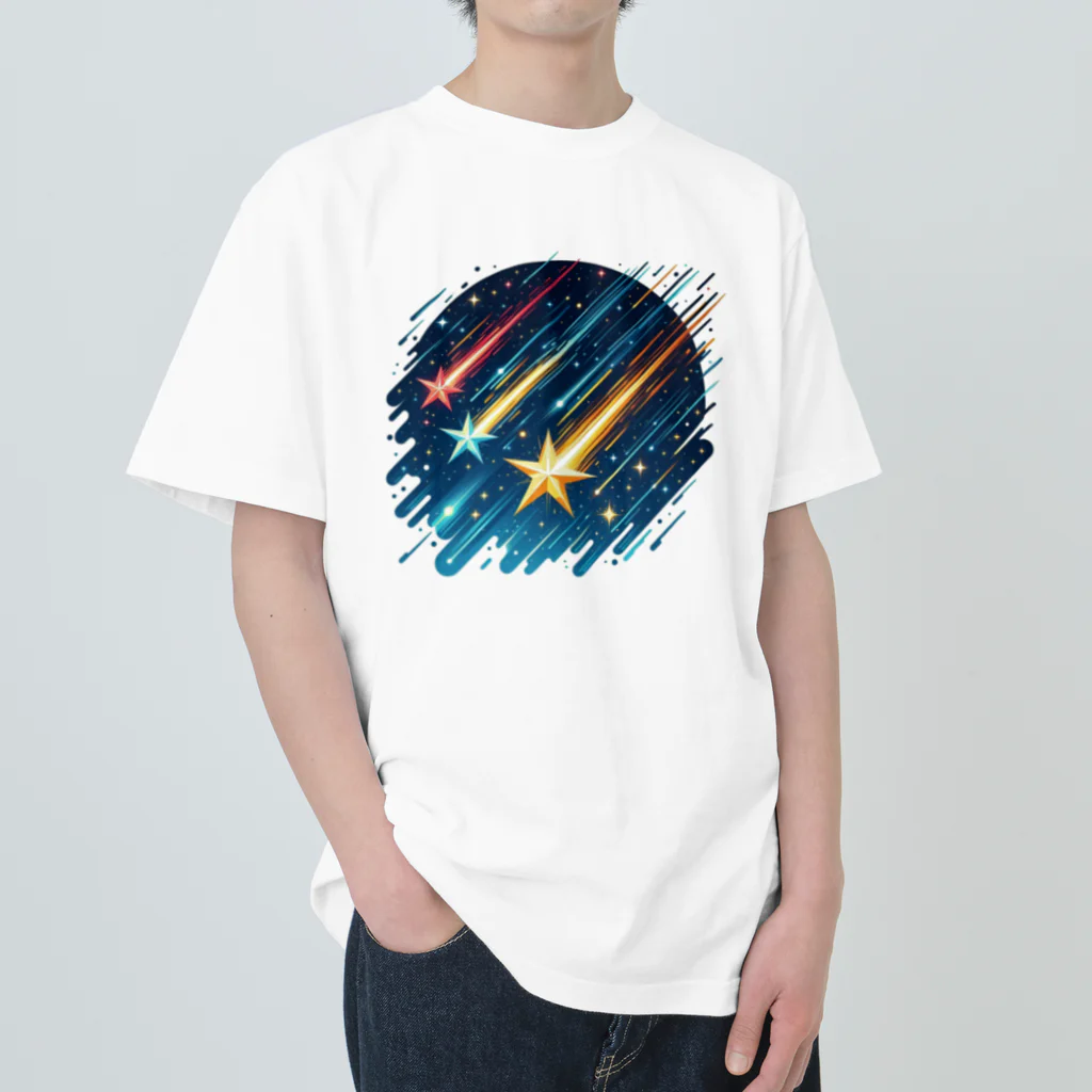 Mizのゆるハウスの3つの流れ星 ヘビーウェイトTシャツ