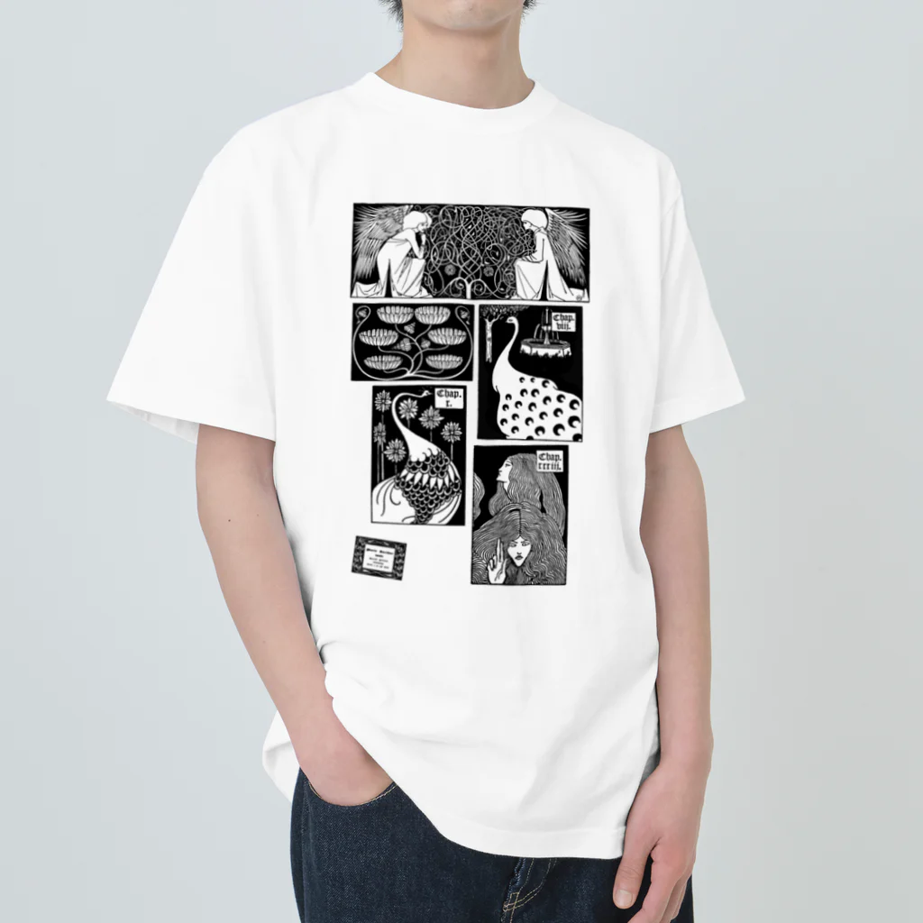 lofi_bearのアーサー王 イラスト集 1893 ✜ Aubrey Beardsley  オーブリー・ビアズリー ヘビーウェイトTシャツ