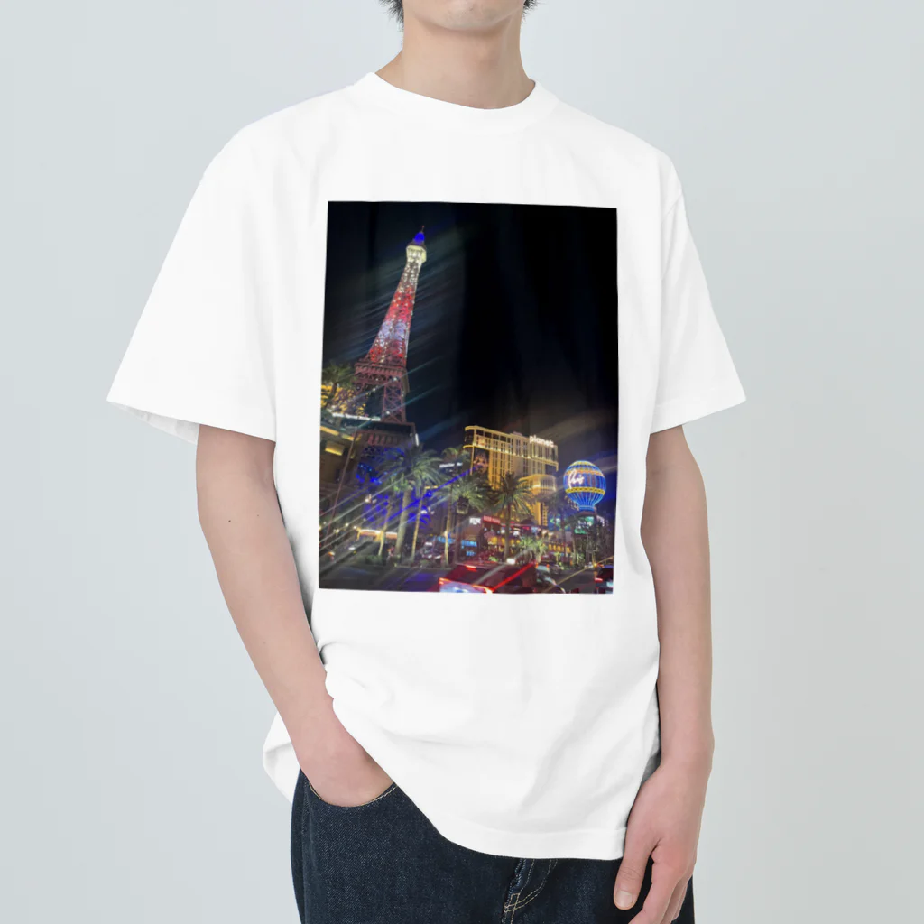 monkey_tkのラスベガス　夜景　カジノ ヘビーウェイトTシャツ