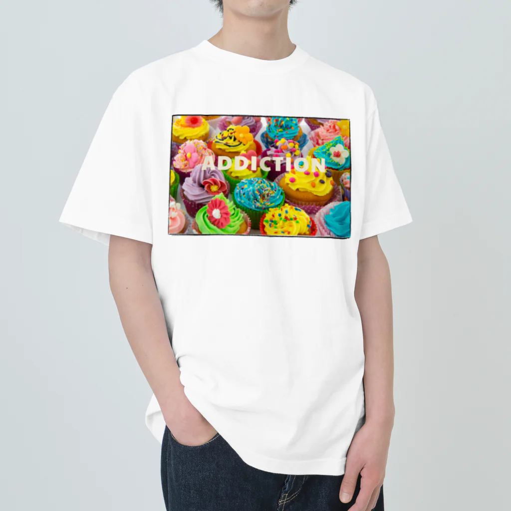 HappyFaceMarketのカップケーキ中毒アディクション ヘビーウェイトTシャツ