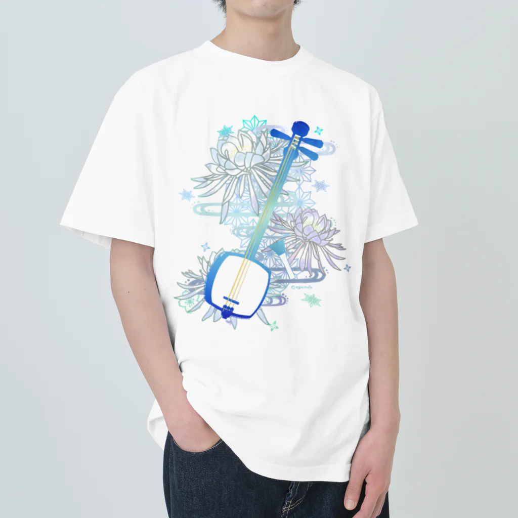 綾錦工房 りこりすの三味線 -雪月花-【月下美人】 Heavyweight T-Shirt