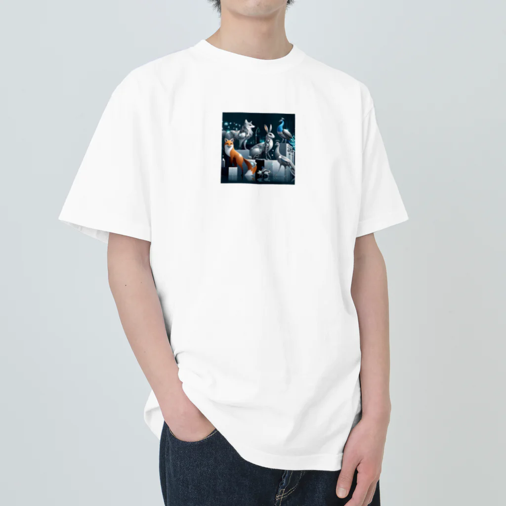 Animal_hero-457_AsukaYamamotoの未来をイメージさせるアニマルたち🐾✨ ヘビーウェイトTシャツ