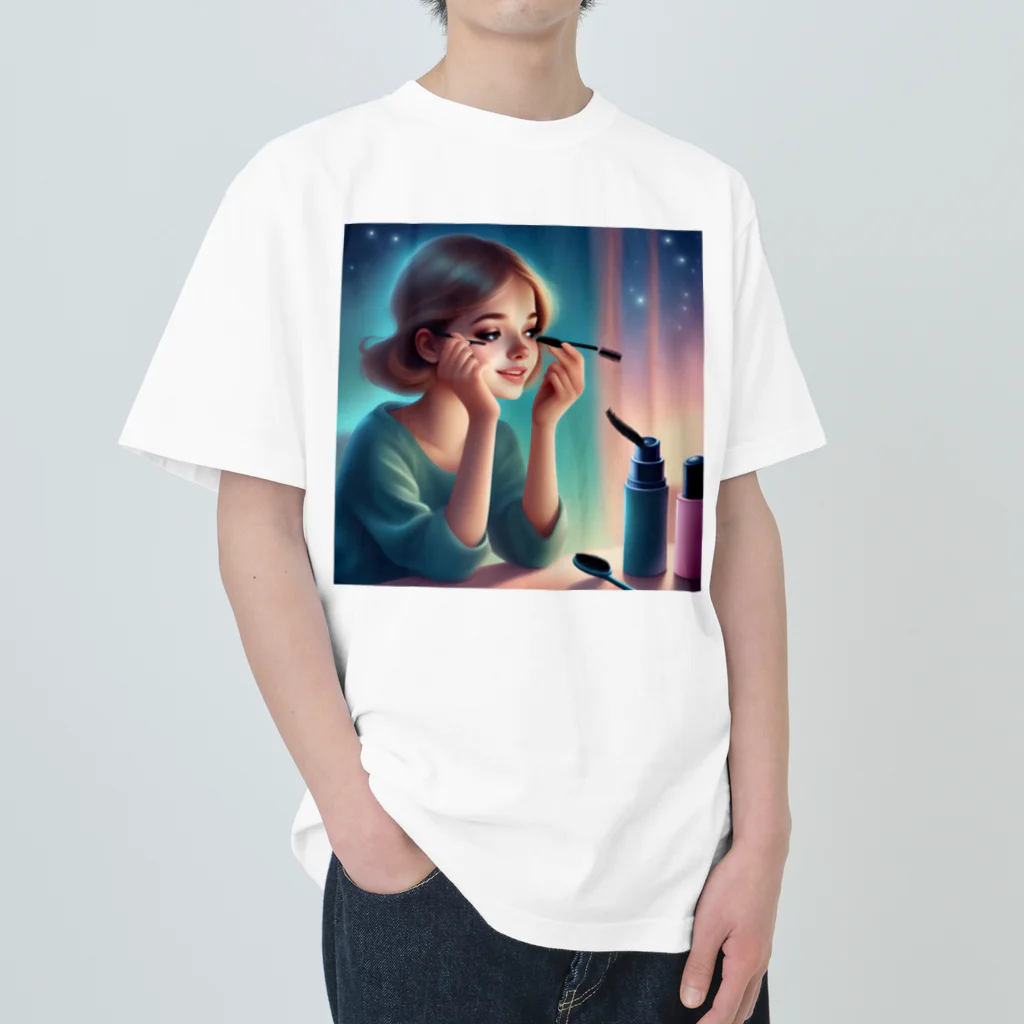 Creative Canvas-くリエイティブキャンバスのマスカラを塗っている女の子 Heavyweight T-Shirt