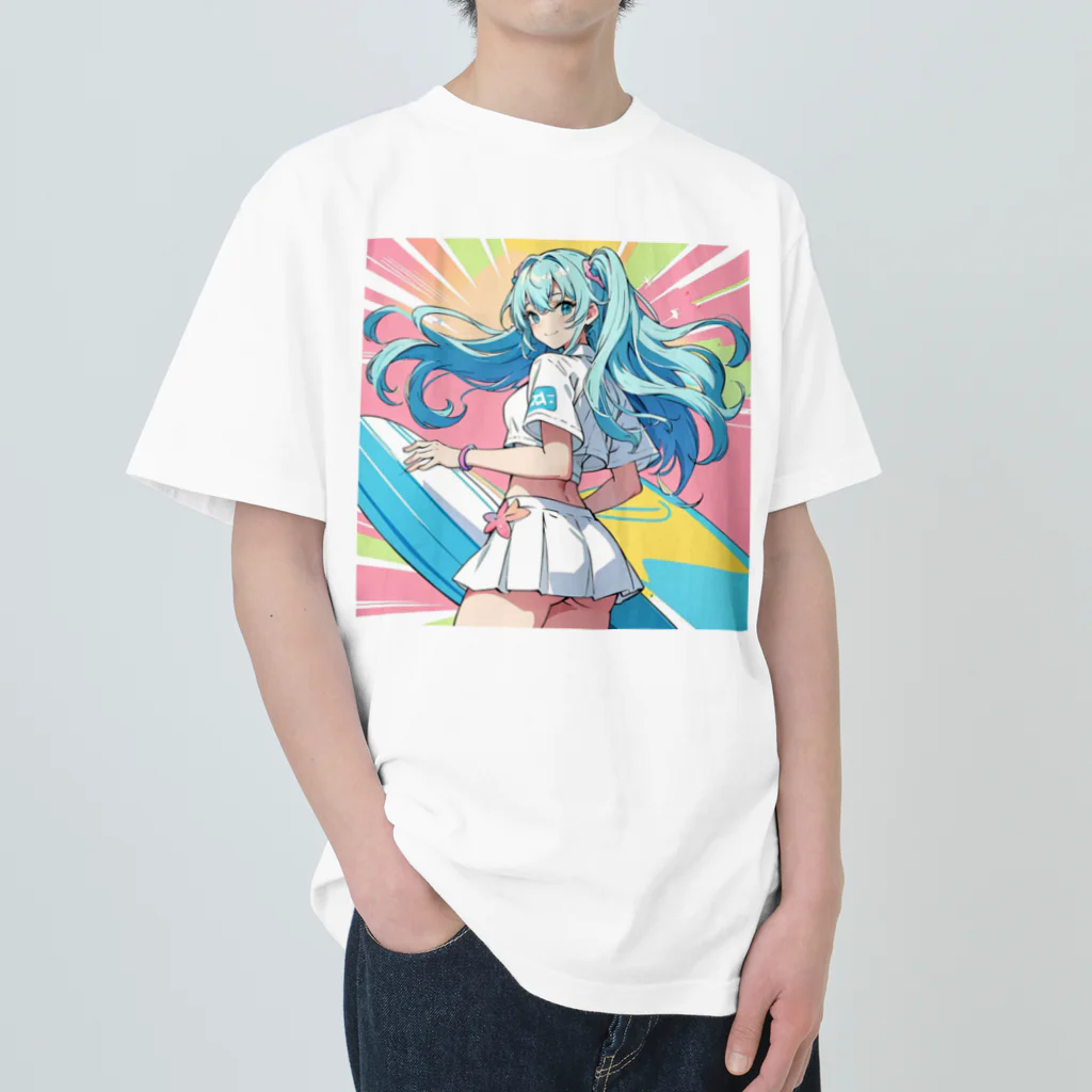 yozoraniyumeoの魔法サーファー少女 Heavyweight T-Shirt