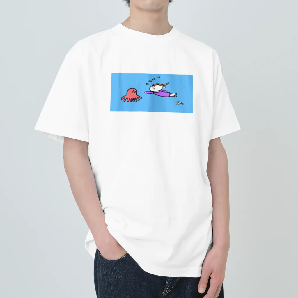 鮎は魚の子のタコとの出会い ヘビーウェイトTシャツ