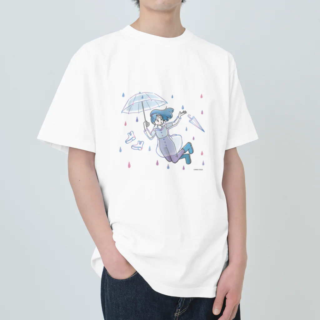 MIKA YADA illust shopの6月梅雨、雨の降る日は。 ヘビーウェイトTシャツ